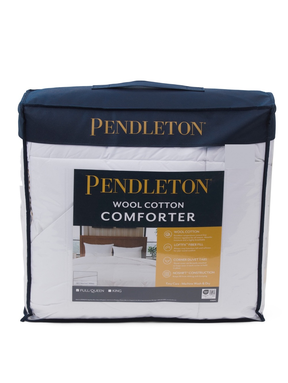Pendleton White Wool-Cotton Comforter Full/Queen